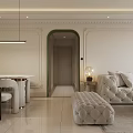 Modern Living And Dining Room Interior With Pendant Lights Sofa And Decorative Plants