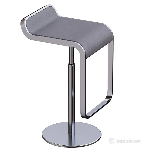 Modern Sleek Bar Stool With Metal Frame And Leather Padded Seat Design 3d model 