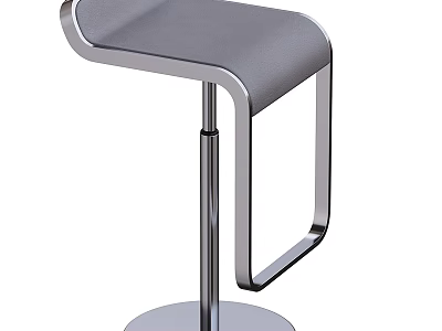 Modern Sleek Bar Stool With Metal Frame And Leather Padded Seat Design 3d model