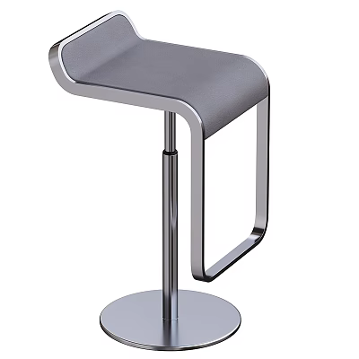 Modern Sleek Bar Stool With Metal Frame And Leather Padded Seat Design 3d model