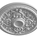 European-style lamp panel round ceiling 3d model