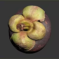 Fresh Ripe Mangosteen With Purple Red Skin And Green Leaves On Top