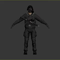 Game Movie Character 3D Model In Tactical Black Uniform With Helmet Gas Mask And Rifle 3d model