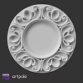 White Circular Architectural Decorative Component With Intricate Scroll Ornamental Design