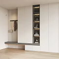 Modern Shoe Cabinet Interior Design With Bench Clothing Rack And Storage Space