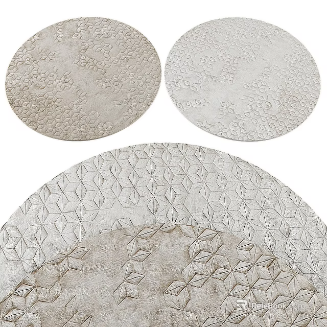 Round Rugs Featuring Various Textured Patterns In Beige And Light Brown Tones 3d model