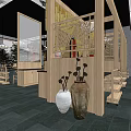 Modern Minimalist Hotpot Restaurant Exterior With Bamboo Awning Glass Doors And Windows