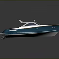 Stylish Blue And White Yacht Design With Brown Deck And Open Cabin