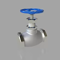 Industrial Pipeline Valve With Blue Handwheel And Silver Metal Body Design