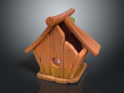 Modern Bird's Nest Bird House Wooden Bird's Nest Artificial Bird's Nest 3d model