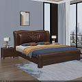 Luxury Solid Wood Carved Upholstered Double Bed With Comfortable Bedding For Cozy Modern Bedroom Interior