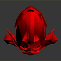 Red Horned Warrior Helmet With Spiked Design Shiny Surface And Reflective Base