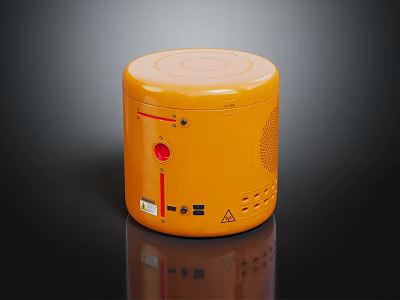 Orange Cylindrical Electronic Device With Button Indicator Light And Vent Holes 3d model