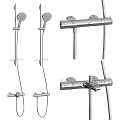 Modern Stainless Steel Shower Faucet With Handheld Sprayer Fixed Head And Thermostatic Design