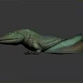 Realistic Green Lizard 3D Model With Smooth Skin Long Tail On Gray Background