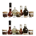 Assorted Glass Spice Bottles And Herb Jars With Different Condiments 3d model