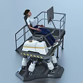 Industrial Mobile Platform With Safety Rails Operator Monitor And Wheels