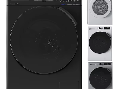Modern Household Electrical Appliance Front Load Washing Machine in Black and White Colors 3d model