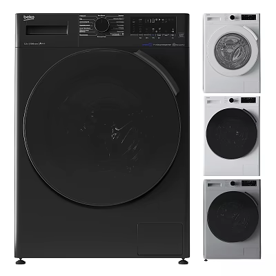 Modern Household Electrical Appliance Front Load Washing Machine in Black and White Colors 3d model