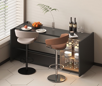 West Kitchen Bar Counter Nakajima Table Sink Bar Chair Indoor Nakajima Table 3d model