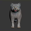 Detailed Fluffy Gray Cat Standing With Alert Expression In Realistic 3D Rendering