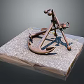 Vintage Anchor Decorative Ornament Set On Square Stone Base For Home Decoration