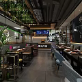 Home Steak Western Restaurant Modern Interior With Cozy Seating Green Plants And Good Steak