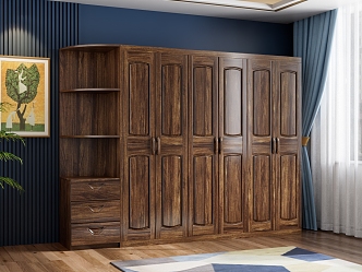 New Chinese Style Wardrobe Antique Style Wardrobe Wujin Wood Wardrobe Solid Wood Wardrobe 3d model