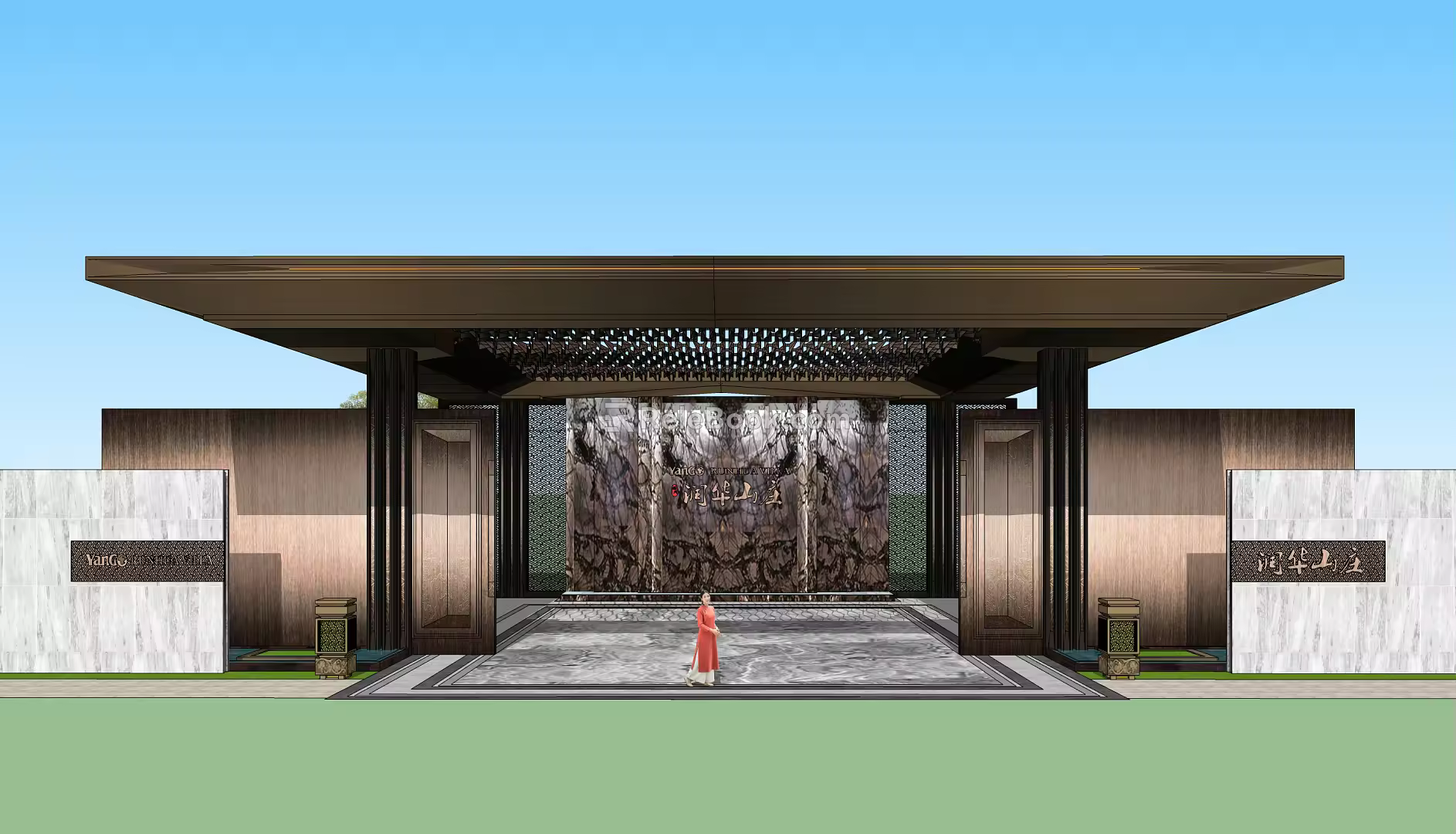 New Chinese Style Gate Community Gate 3d model