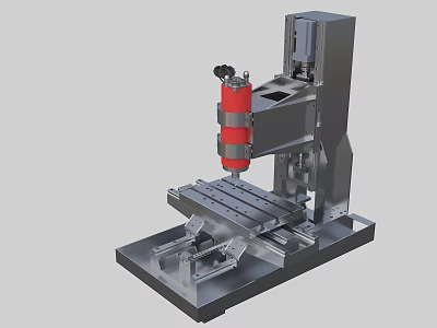 Vertical Milling Machine With Heavy Duty Metal Structure Red Spindle And Precision Worktable 3d model