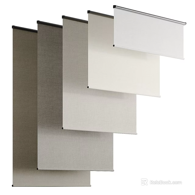 Modern Neutral Curtains With Beige And Gray Fabric For Home Window Decor 3d model 