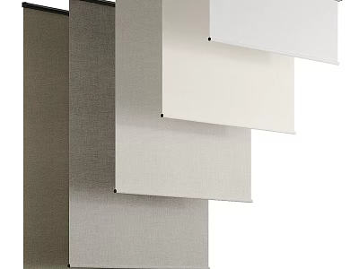 Modern Neutral Curtains With Beige And Gray Fabric For Home Window Decor 3d model