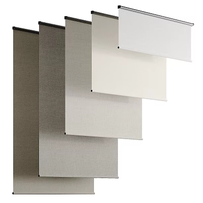 Modern Neutral Curtains With Beige And Gray Fabric For Home Window Decor 3d model