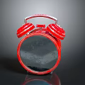 Red Vintage Alarm Clock With Double Bells And Round Dial Reflective Surface And Classic Design