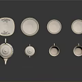 Elegant White Patterned Tea Set With Teapot Cups And Saucers For Daily Use