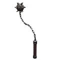 Medieval Spiked Metal Ball Flail Weapon With Linked Chain And Wooden Handle