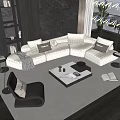 Modern Beige L shaped Sofa and Coffee Table Set with Accent Chair and Throw Pillows