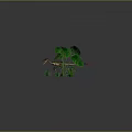 Red Head Green Body Dinosaur In Natural Habitat With Lush Green Plants Brown Soil And Grass