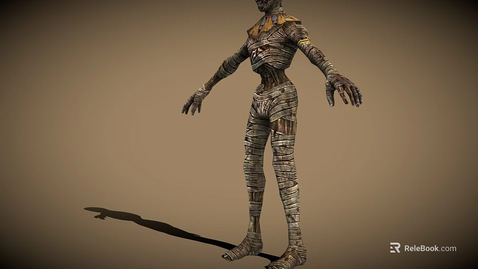Game Movie Mummy Character With Bandaged Body And Ancient Egyptian Features 3d model 