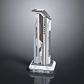 Modern Metallic Geometric Tower Sculpture With Sleek Lines And Base Structure 3d model