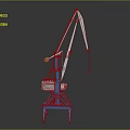 Industrial Tower Crane With Blue Base White Boom And Yellow Hook 3d model