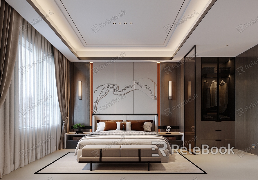 Modern New Chinese Bedroom model