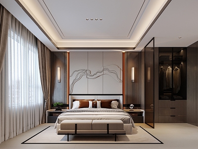 Modern New Chinese Bedroom model