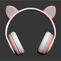 Cute Pink Cat Ear Glowing Computer Headphones In Pink And White Design
