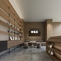Modern Living Room Interior Design With Wooden Bookshelves Sofa And Coffee Table