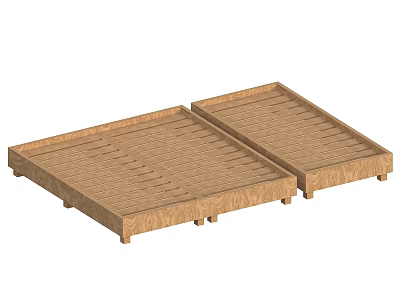 Practical Wooden Tableware Set with Two Slotted Trays and Base Support 3d model