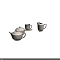 White Ceramic Tableware Set with Teapot Milk Jug Sugar Bowl Cup and Saucer