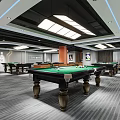 Modern Billiard Room Interior With Pool Table And Lounge Area 3d model