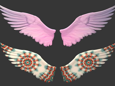 Decorative Photo Spot With Pink Wings And Patterned Wings Design 3d model