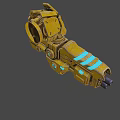 Yellow Sci Fi Mechanical Device With Blue Glowing Elements And Detailed Components 3d model
